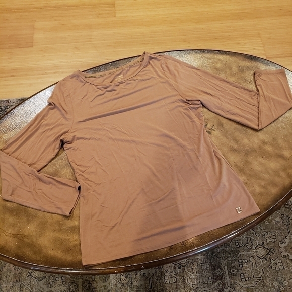 Calvin Klein Long Sleeve Crew Neck Women's Solid Liquid Jersey Tee - Picture 1 of 7